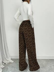 Chiquease Women's Leopard Print Casual Long Pants, Minimalist Fashion For Everyday Wear