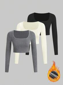 SHEIN EZwear 3 件套欧洲天鹅绒女式内衣 - 彩色 - 查看 1