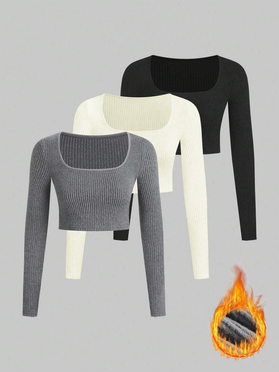 SHEIN EZwear 3 件套欧洲天鹅绒女式内衣 - 彩色 - 查看 1