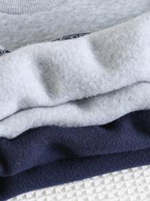 SHEIN 4 件套男婴可爱字母印花长袖运动衫和松紧腰长裤基本款服装秋冬装 - 彩色 - 查看 3