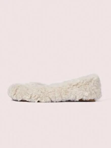 CUCCOO DOLLMOD 女士方头一脚蹬拖鞋，时尚舒适温暖室内家居毛绒鞋，米色情人节 - 杏色 - 查看 2