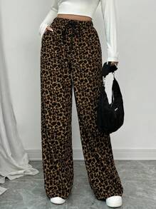 Chiquease Women's Leopard Print Casual Long Pants, Minimalist Fashion For Everyday Wear