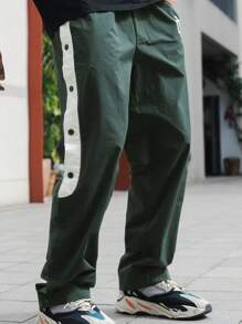 DAZY Men's Casual Color Block Letter Print Pants Men Joggers