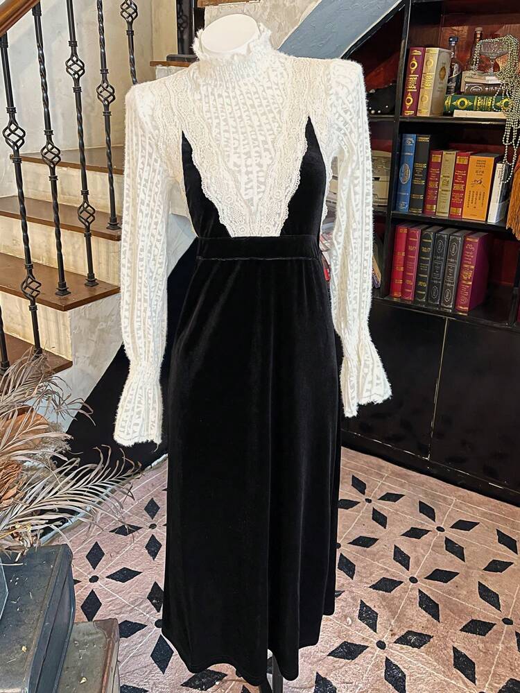 1pc Women Color Block Sleeveless Knit Sweater Dress, Elegant For Autumn/Winter ,New Year Eve,Fall Women Clothes Prom Dress