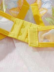 3 件套女士黄莲花性感内衣套装 - 彩色 - 查看 4