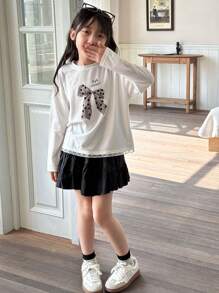 Dazy Kids 少女圆领针织印花 T 恤（秋季）