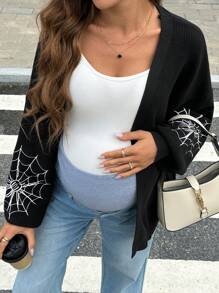 SHEIN 孕妇毛衣，纯色，简约，时尚，休闲，日常穿着 - 黑色 - 查看 5