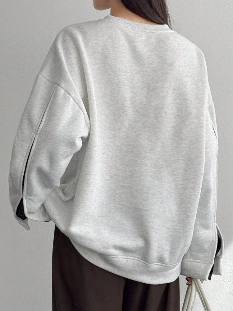 Women's Stylish Color Block Patchwork Fleece Sweatshirt,Fall Women Clothes