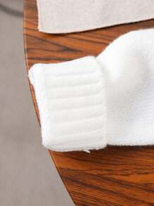 SHEIN Explorewe 1pc Girls' American Flag Pattern Knit Sweater, Tween Girls Crew Neck Long Sleeve Star Striped Pullover Knitted Top - White - View 4