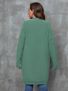 Franclia Plus Size Women Cable Knit Button Down Long Sleeve Casual Cardigan, Winter - Green - View 3