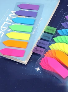 SHEIN Transparente Haftnotizen, 7 Farben, 7 Sets, wasserfest, beschreibbare Tags für Studenten zum Lesen, Markieren von Notizbüchern, Büroartikel als Stationery, Valentinstag, Hochzeit, Geburtstag