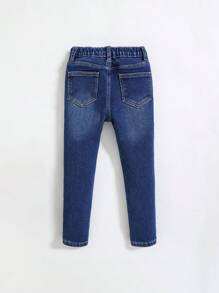 Cozy Pixies Young Girl' Fall Winter Clothes Casual Thermal Lined Cat WhiskerSkinny Denim Jeans Leggings,Young Girl Winter Outfit - Dark Wash - View 2