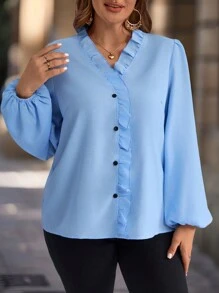 EMERY ROSE Plus Size Zimowe Ubrania Swobodne Proste Modne Koszule Biurowe Damskie Do Codziennego Noszenia