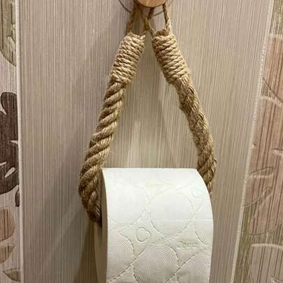 1PC Vintage Rope Towel Holder – Creative Wall Mount Towel Rack For Bathroom & Kitchen, Space-Saving Hanging Organizer With Suction Cup/Screw Fixing, Pastoral Farmhouse Home Decor, Waterproof Rustic Towel Hanger For Any Wall