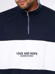 Manfinity VCAY Men's Plus Size Half-Zip Knit Long Sleeve Polo Neck Sweater And Long Pants Set - Multicolor - View 4