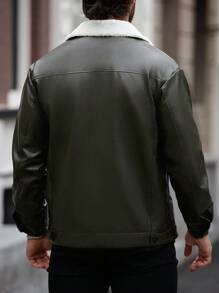 Manfinity Homme 男士前按扣口袋衬里夹克，秋冬款