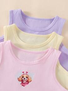 SHEIN 3pcs/Set Little Girls Cute Dog Print Graphic Camisole Underwear Sets - Multicolor - View 5