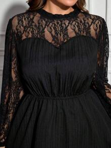 SHEIN Clasi Sukienka z koronką w dużym rozmiarze, elegancka, z długim rękawem