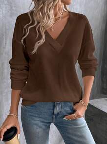 SHEIN LUNE 女式休闲纯色长袖 T 恤，秋季