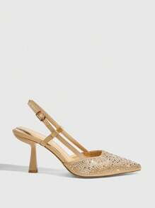 CUCCOO SZL Fashionable Rhinestone Ankle Strap High Heel Pumps Spring Shoes Spring Break Easter Prom Heels