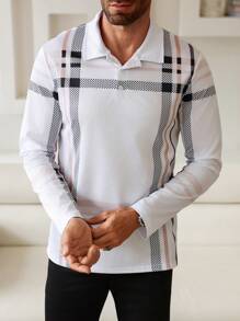Manfinity Homme Men Casual Colorblock Striped Polo Shirt For Autumn