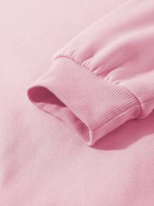 SHEIN EZwear 女士休闲圆领西海岸印花运动衫，秋冬款 - 粉色 - 查看 5