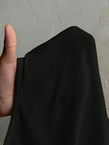 Slaydiva Simplistic Casual Basic Daily Notched Neck Sleeveless Side Ruched Fitted Short Sleeve Ribbed Stretch Black Tank Top For Women - Black - View 7