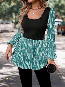 SHEIN LUNE 2024 秋冬新款女式针织拼布 T 恤衬衫