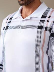 Manfinity Homme Men Casual Colorblock Striped Polo Shirt For Autumn