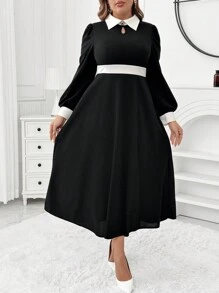Celure Vestido largo de talla grande de estilo casual y sencillo para uso diario para mujeres