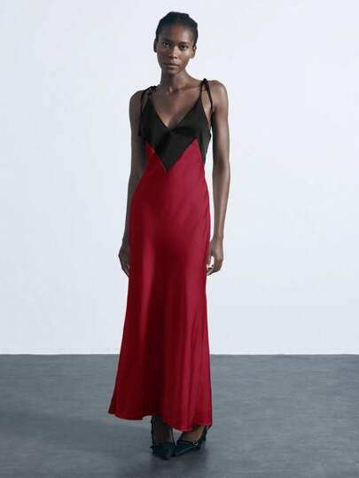 Maija V-Neck Patchwork Contrast Color Backless Spaghetti Strap Dress Summer Dresses For Women Summer Outfits For Women  Wedding Guest Dress Women Formal Dresses For Women Birthday Dresses For Women Dresses For Women Elegant Birthday Outfits For Women Elegant Dresses For Women Church Dresses For Women  Party Dresses For Women