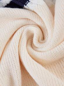 Manfinity Homme Men's Contrast Striped Printed Crew Neck Long Sleeve Sweater - Apricot - View 6