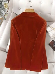 Franclia Áo khoác blazer nhung đơn hàng thường ngày cho nữ - trái cam - Xem 2