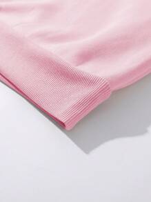 SHEIN EZwear 女士休闲圆领西海岸印花运动衫，秋冬款 - 粉色 - 查看 4