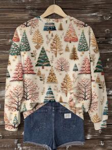 SHEIN LUNE 女士休闲圆领羊毛运动衫，秋冬 - 彩色 - 查看 2