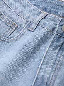Livesso Women's Solid Pockets Casual Straight Leg Jeans