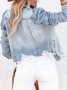 Coachella Festival Women's Casual Vvintage Washed All-Match Jeans Jacket Top