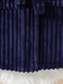 SHEIN Boys' Long Sleeve Hooded Long Robe With Texture Stripe Pattern, Warm And Comfortable Sleepwear - Royal Blue - View 6