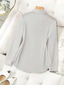 Franclia Minimalist Solid Color Transparent Basic Collared Shirt