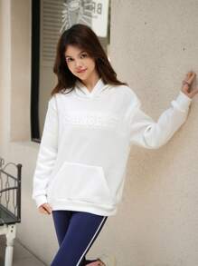 SHEIN Teenage Girls Casual College All-Match Pullover Sweatshirt, Versatile