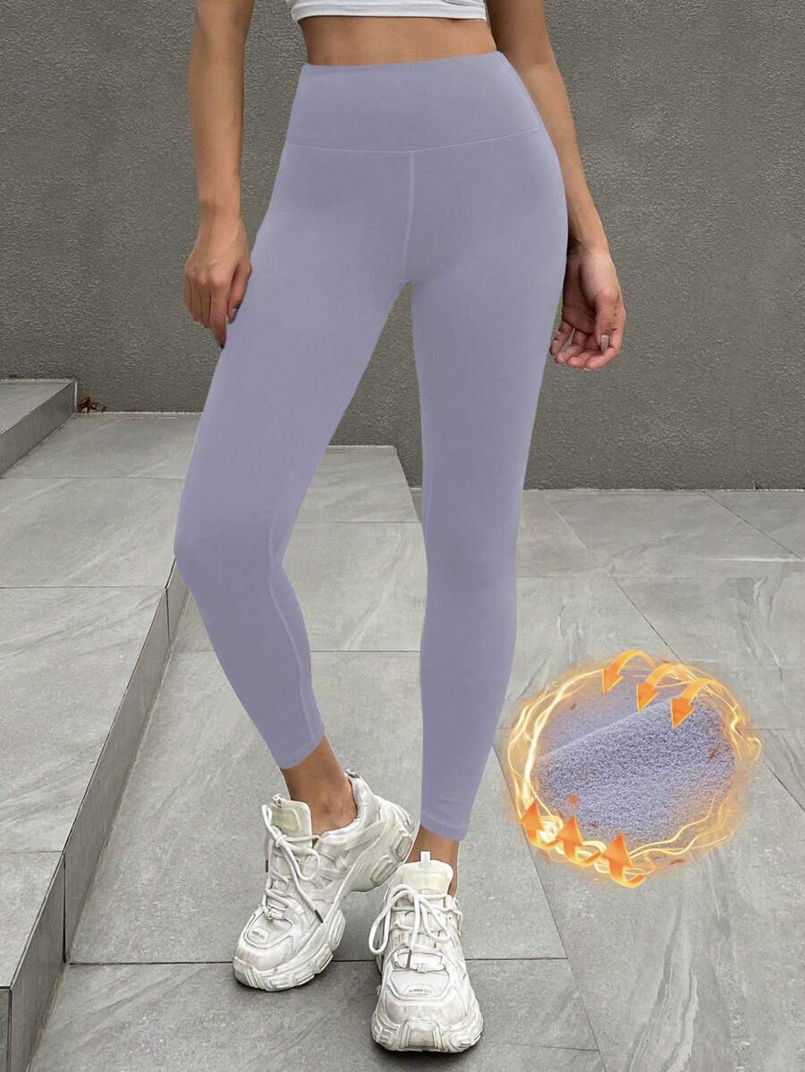 DAZY Women's Solid Color Elastic Waist Casual Leggings With Thermal Lined