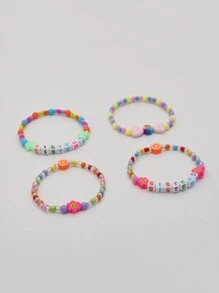 SUMWON 3 件字母切块彩色串珠女孩手链 - 彩色 - 查看 3