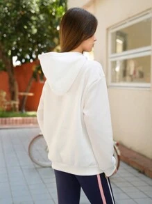 SHEIN Teenage Girls Casual College All-Match Pullover Sweatshirt, Versatile