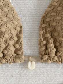 SHEIN Swim Bộ Bikini Cúp Tam Giác Họa Tiết Màu Trơn Đi Biển Mùa Hè Với Chi Tiết Thắt Nút Phía Trước Và Bên Hông Bộ Phù Hợp Với Lễ Hội Âm Nhạc - Màu Khaki - Xem 5