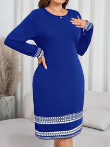 SHEIN Clasi Plus Size Solid Color Casual Dress, Stylish For Daily Wear