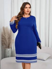 SHEIN Clasi Plus Size Solid Color Casual Dress, Stylish For Daily Wear