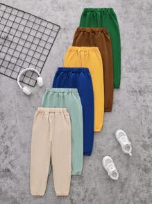 SHEIN 6pcs Boys Drawstring Solid Color Ankle-Tie Long Pants - Multicolor - View 2