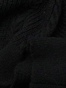 SHEIN LUNE Áo khoác len dệt kim cổ điển màu đen và trắng rộng rãi mới, áo len cardigan thời trang cỡ lớn cho nữ, mùa thu/đông - màu đen - Xem 5