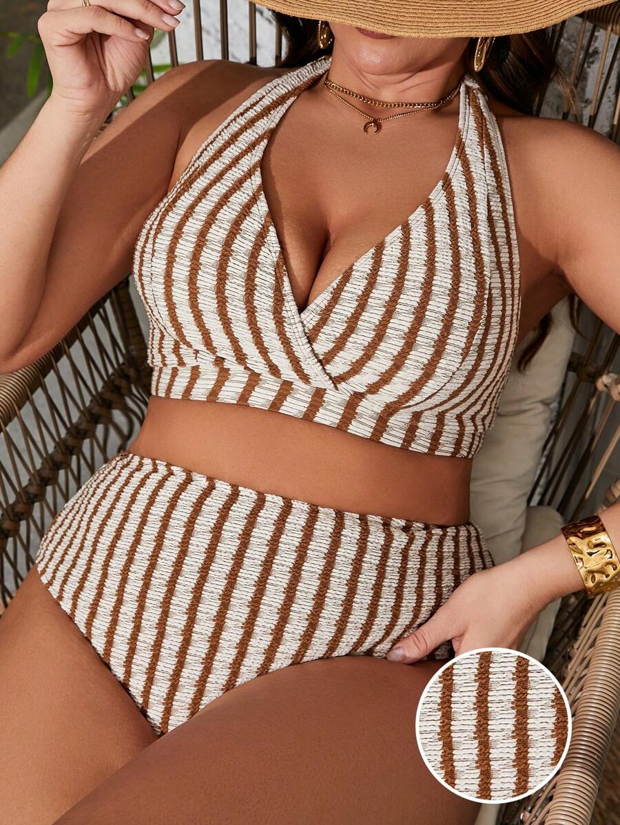 Swim Vcay Plus Size Oversized Swimwear Set, Minimalist & Stylish, Casual Daily Wear Summer - Multicolor - View 1