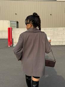 INAWLY Women's Solid Color Front Button Casual Versatile Long Sleeve Regular Jacket